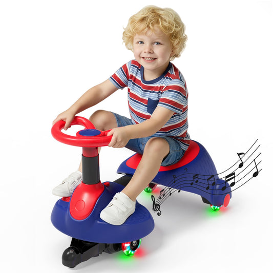 6V Kids Electric Wiggle Car | LED Flashing Wheels & Music Ride On Toy