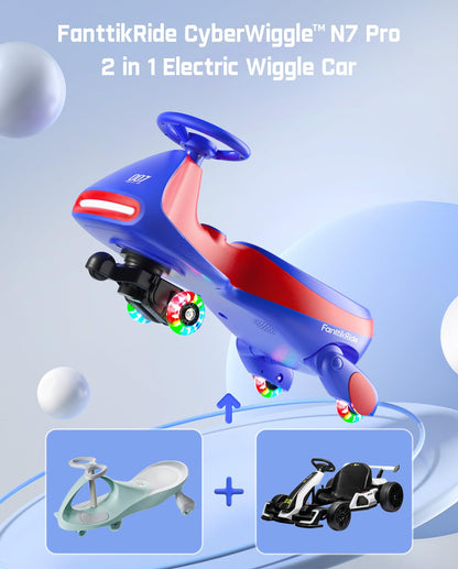 N7 Pro Electric Wiggle Car | CyberWiggle 2-in-1, 4 Mph, Bluetooth & Flashing Wheels