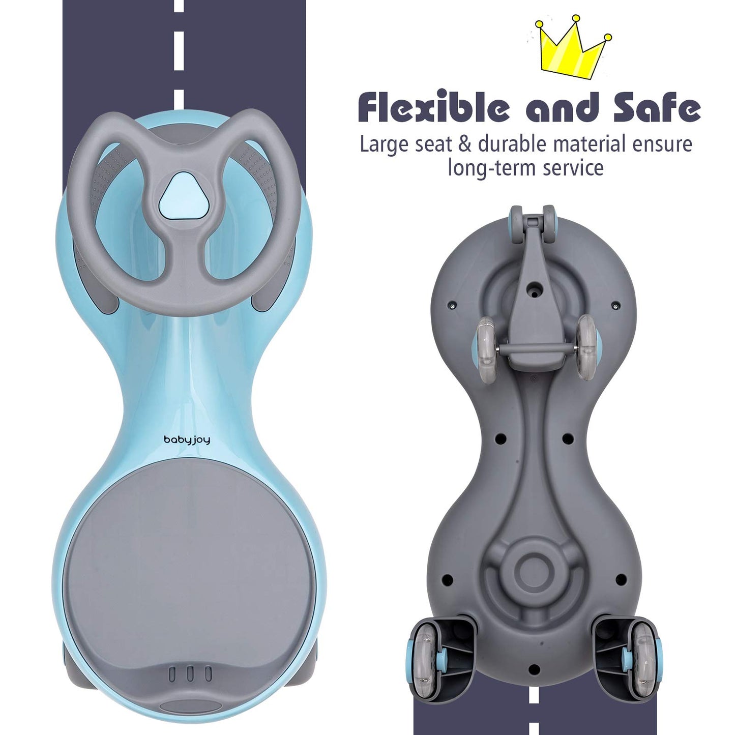 Kids Wiggle Swing Car | LED Flashing Wheels, No Power Needed