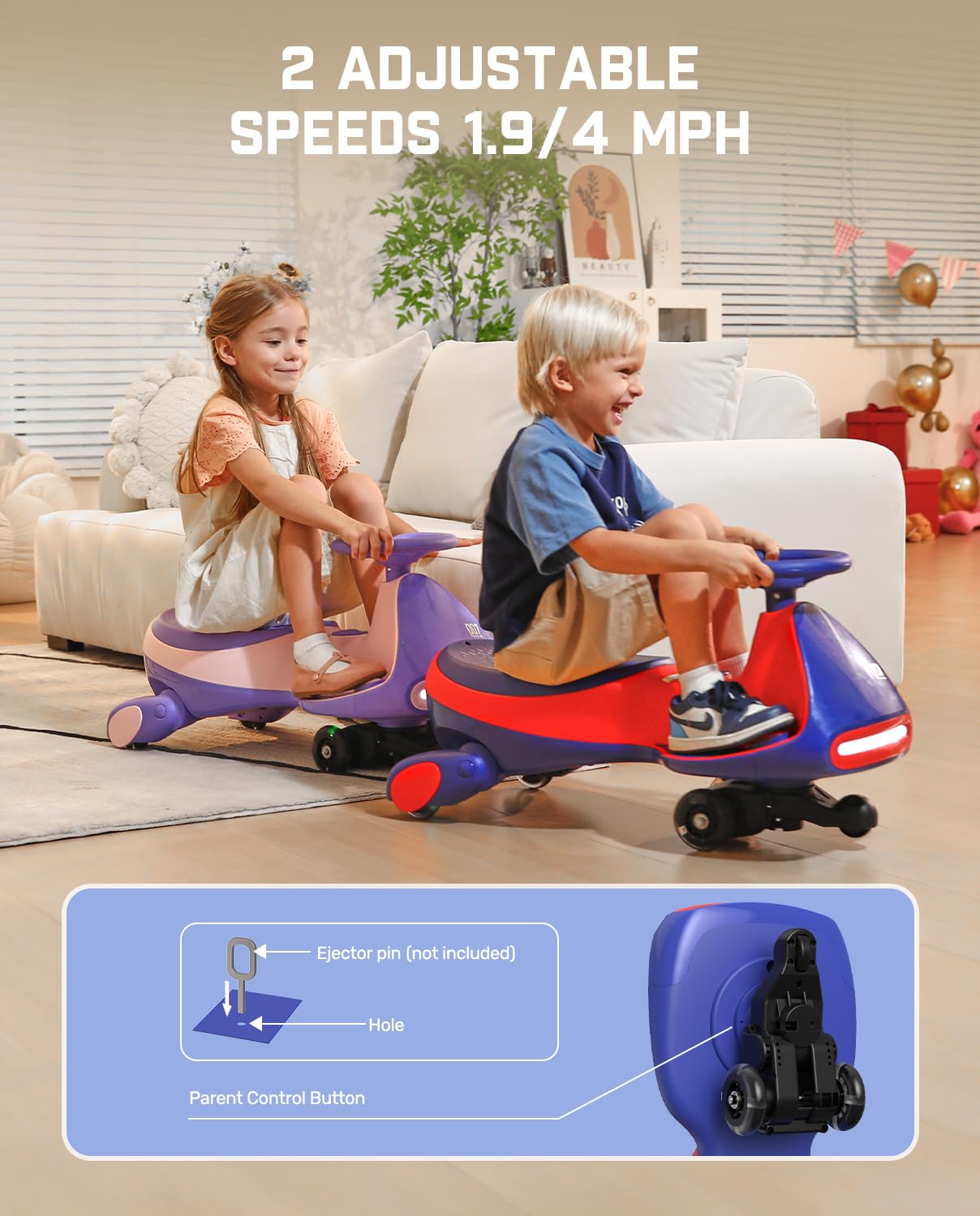 N7 Pro Electric Wiggle Car | CyberWiggle 2-in-1, 4 Mph, Bluetooth & Flashing Wheels