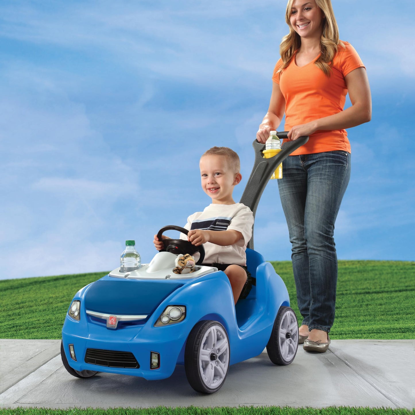 Kids Push Ride-On Car | Safety Seat Belt, Horn & Foldable Handle Stroller Alternative