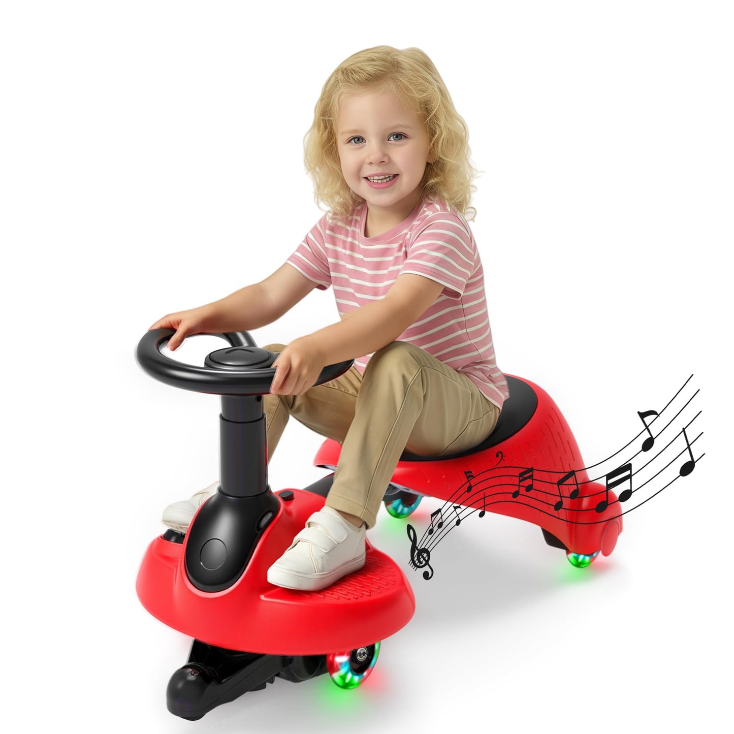 6V Kids Electric Wiggle Car | LED Flashing Wheels & Music Ride On Toy