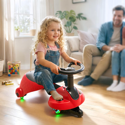 6V Kids Electric Wiggle Car | LED Flashing Wheels & Music Ride On Toy